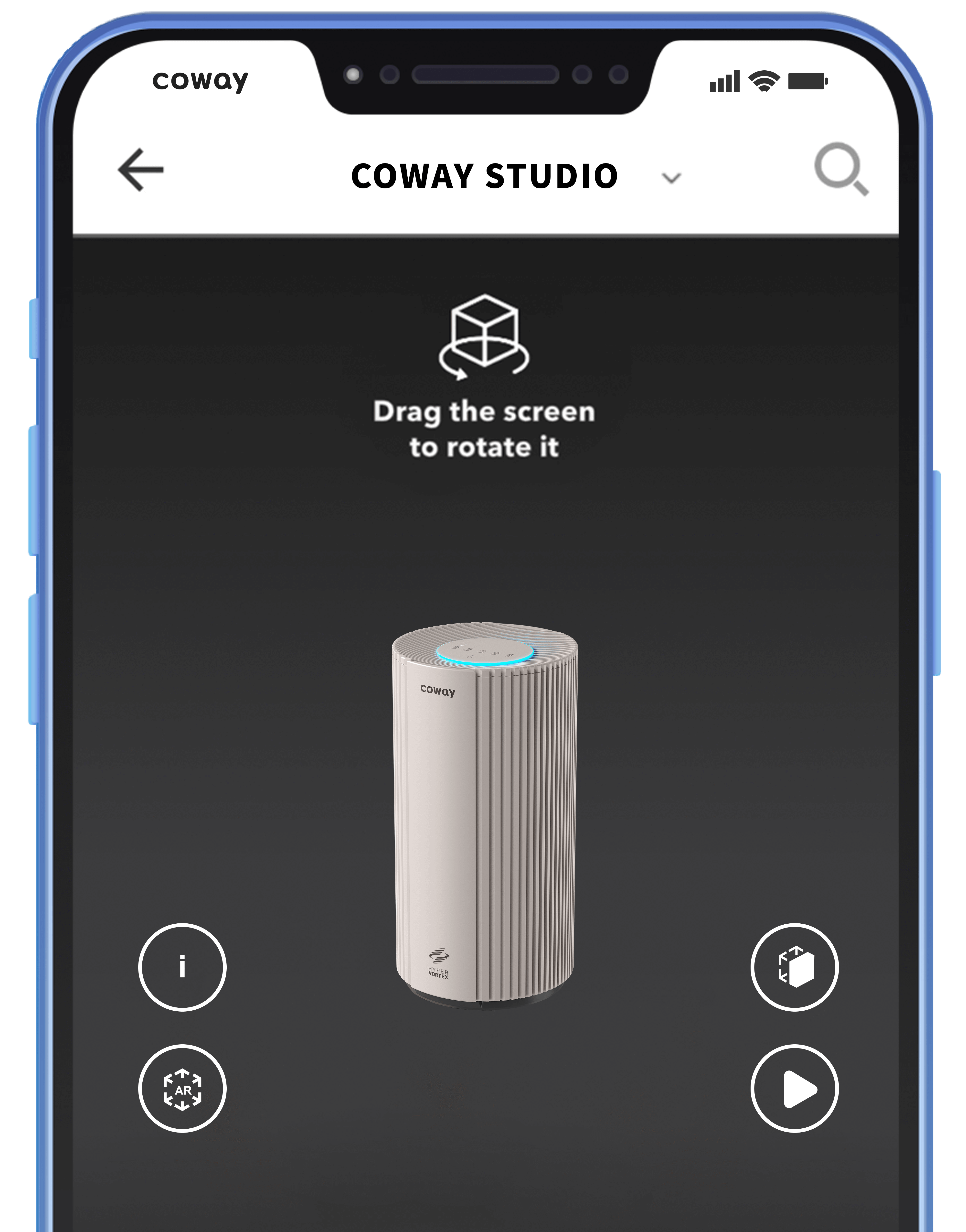 A Screenshot Of The Coway AR App On A Mobile Phone - Coway Studio